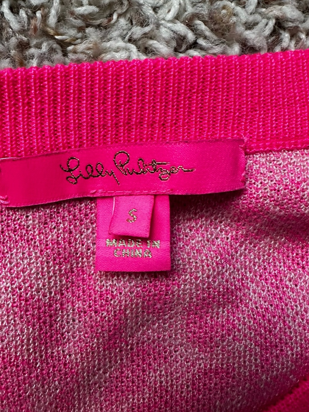 Lilly Pulitzer Hot Pink and Cream Leopard Print Crewneck Sweater - Picture 8 of 8
